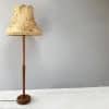 Vintage retro teak floor standard lamp / large fringed shade