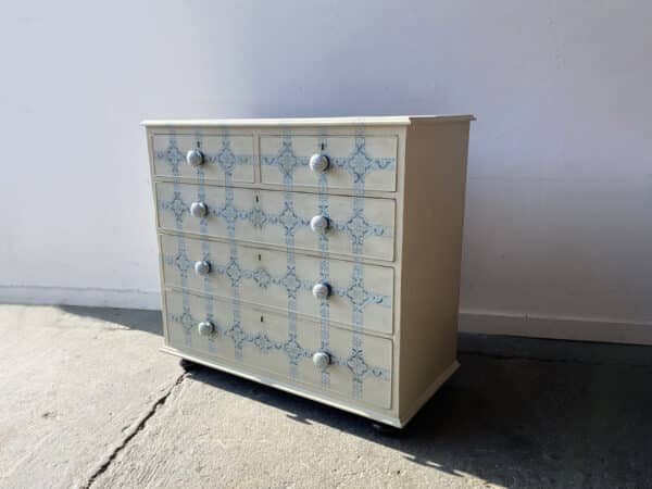 19th century hand painted two over three chest of drawers - Image 3
