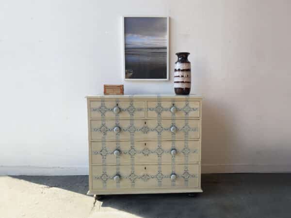 19th century hand painted two over three chest of drawers - Image 4