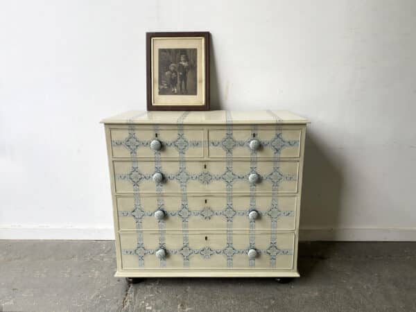 19th century hand painted two over three chest of drawers - Image 6