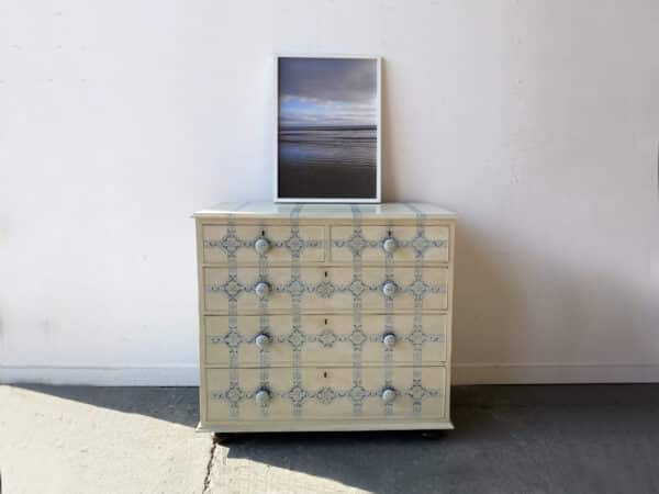 19th century hand painted two over three chest of drawers - Image 7