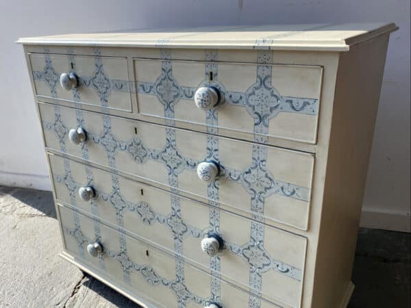 19th century hand painted two over three chest of drawers - Image 8
