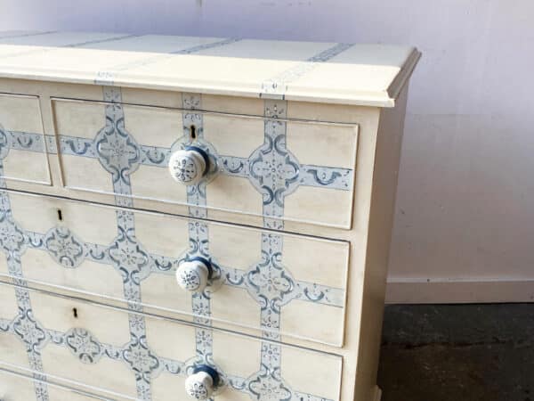 19th century hand painted two over three chest of drawers - Image 9