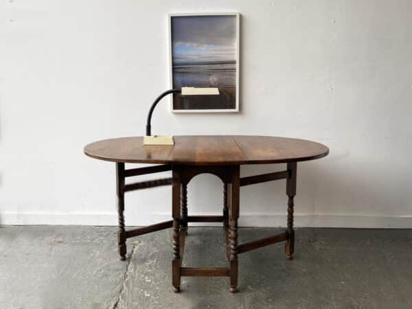 Antique Oak Drop Leaf Gate-leg Table with Barley Twist Legs - Image 8