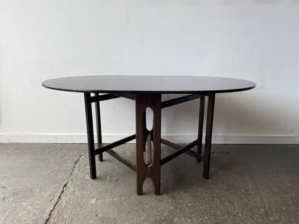 Mid-century large G Plan Fresco drop-leaf gate leg extending dining table - Image 4