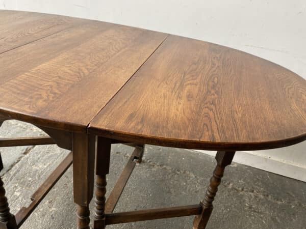 Antique Oak Drop Leaf Gate-leg Table with Barley Twist Legs - Image 5