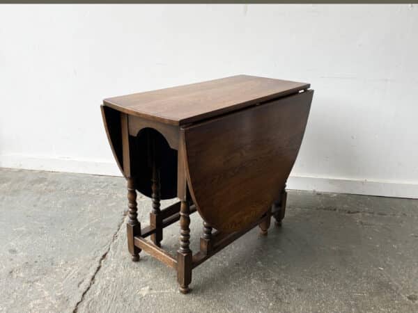 Antique Oak Drop Leaf Gate-leg Table with Barley Twist Legs - Image 6