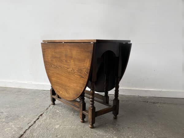 Antique Oak Drop Leaf Gate-leg Table with Barley Twist Legs - Image 7