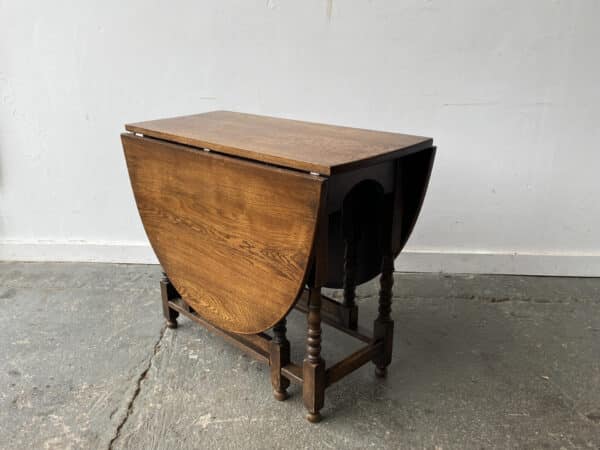 Antique Oak Drop Leaf Gate-leg Table with Barley Twist Legs - Image 10