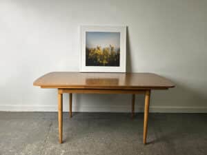 Schreiber Mid Century Extending Formica Dining Table Beech Legs 1960s-70s