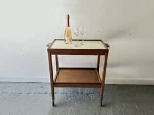 Mid Century Vintage Teak Drinks Trolley Bar Cart Removable Trays 1960s