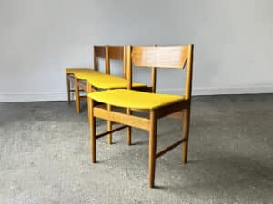 Set of 4 Edmund Homa GFM Polish Mid Century Teak Dining Chairs 1960s
