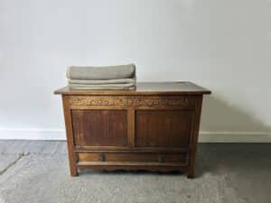 Early 20th Century Oak Blanket Box Mule Chest with Drawer Carved Jacobean Style